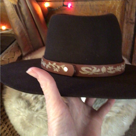 RARE  🤩Wyeth chocolate leather rancher hat - Picture 6 of 7